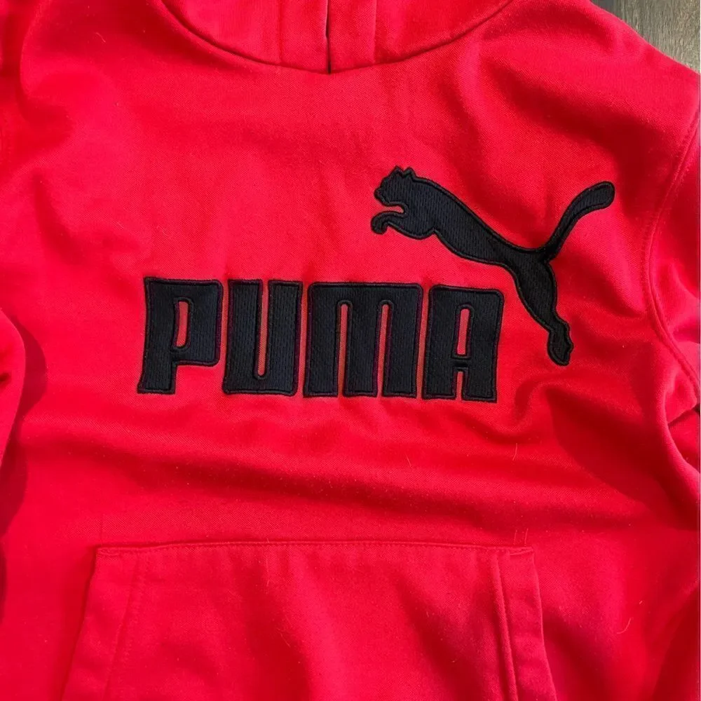 Puma Kids Hoodie Red and Black Fleece - Size S
